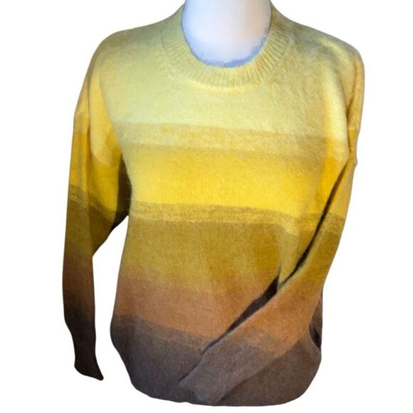 Yellow Brown Combo Sunset Cruise Oversize Ombre Sweater, Small. NWT. Soft and Fu - Picture 7 of 16